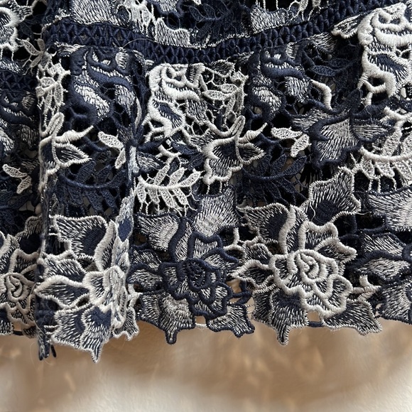 NWT eri+ ali ANTHROPOLOGIE Blue embroidered dress with lining size L - Picture 3 of 11